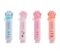 Lot de 4 gommes coulissantes en caoutchouc rétractables en forme de griffe de chaton pour étudiants, enfants, écriture, dessin, esquisse, gomme ergonomique Push Pull