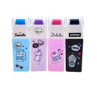 Lot de 4 gommes mignonnes en caoutchouc sur le thème de la licorne avec attrape-débris pour fournitures scolaires et de bureau