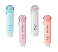 Lot de 4 gommes mignonnes rétractables Kawaii en forme de patte de chat pour enfants, gommes à pousser et tirer en caoutchouc pour étudiants, écrire, dessiner, fournitures scolaires et de bureau