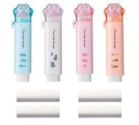 Lot de 4 gommes rétractables en forme de patte de chat avec 4 recharges Papermate - Design Kawaii pour enfants et filles - Gommes esthétiques en caoutchouc - Fournitures scolaires