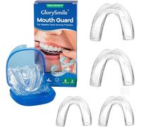 Lot de 4 gouttières anti-bruxisme et grincement de dents pour la nuit - 2 tailles - Protège-dents - Avec une boîte de rangement - Attelle de dentition réutilisable - Protection nocturne pour adultes