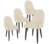 Lot de 4 grandes chaises de salle à manger modernes avec pieds en métal blanc pour salle à manger, chambre à coucher, salle à manger ou salle à manger
