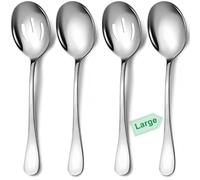 Lot de 4 grandes cuillères de service en acier inoxydable comprenant 2 grandes cuillères de service, 2 grandes cuillères à fente. Cuillères de service pour fêtes, passent au lave-vaisselle, 25,4 cm