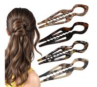 Lot de 4 grandes épingles à cheveux en forme de U avec fixation antidérapante pour usage quotidien, salon, coiffure, mariage, danse et ballet