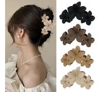 Lot de 4 grandes pinces à cheveux hawaïennes Plumeria - Mat antidérapant - Accessoires de plage pour cheveux épais et fins