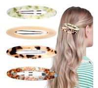 Lot de 4 grandes pinces à cheveux ovales en métal antidérapant pour cheveux fins et épais pour femmes et filles