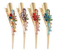 Lot de 4 grandes pinces crocodiles Hollihi - Pinces pour cheveux en alliage de métal - Pour femme (fille) - Pinces fortes - Accessoires antidérapants pour cheveux épais - Couleur : doré