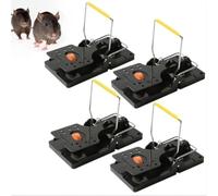 Lot de 4 grandes souris robustes, réutilisables, haute sensibilité, faciles à installer et à nettoyer, lutte contre les parasites en toute sécurité pour l'intérieur et l'extérieur, la maison, le