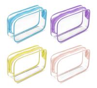 Lot de 4 grandes trousses de toilette transparentes multi-usages avec fermeture éclair pour pinceaux cosmétiques femmes vacances