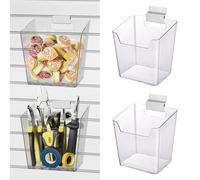 Lot de 4 grands bacs à lattes transparents, accessoires muraux à lamelles, tasses, crochets à assembler, s'adaptent à la plupart des systèmes de rangement pour planches à lattes transparentes