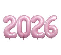 Lot de 4 grands ballons à l'hélium en mylar en forme de chiffre pour Noël, Nouvel An, fête, remise de diplôme, anniversaire - 101,6 cm - Rose