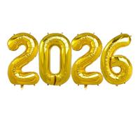 Lot de 4 grands ballons dorés en forme de chiffres en mylar pour Noël, Nouvel An, fête, remise de diplôme, anniversaire