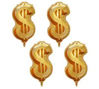 Lot de 4 grands ballons en aluminium de 81,3 cm avec symbole dollar doré pour fête d'anniversaire sur le thème de l'argent, fête au casino de Las Vegas