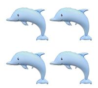 Lot de 4 grands ballons en forme de dauphin, 117 cm, en aluminium Mylar, ballons d'animaux marins pour enfants, décorations de fête sur le thème de la piscine, jouet de plage, décoration sur le thème
