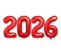 Lot de 4 grands ballons rouges à l'hélium en mylar en forme de chiffre pour Noël, Nouvel An, fête, remise de diplôme, anniversaire