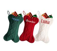 Lot de 4 grands bas de Noël personnalisés de 41,9 cm avec nom brodé, bas tricotés personnalisés à suspendre pour chiens, chats, animaux domestiques