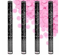 Lot de 4 Grands Canons Confettis Rose Gender Reveal ou Mariage 60cm