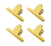Lot de 4 grands clips en forme de bouledogue en acier inoxydable de 100 mm pour la maison, la cuisine, le bureau, l'école (doré)