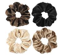 Lot de 4 grands élastiques pour cheveux pour femme, en velours, doux, pour cheveux épais, bouclés, fins et fins, accessoires de mode
