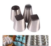 Lot de 4 grands embouts de décoration de gâteaux en acier inoxydable Silver de Picaru pour créer des fleurs avec des bords lisses et sans danger pour les enfants