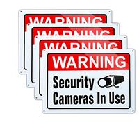 Lot de 4 grands panneaux de surveillance vidéo en cours d'utilisation, 25,4 x 35,6 cm en aluminium imprimé à l'encre UV pour la maison et le travail