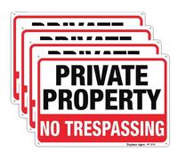 Lot de 4 grands panneaux « No Trespassing » en aluminium antirouille - Impression à l'encre UV - Durable/résistant aux intempéries - Jusqu'à 7 ans en extérieur - 25,4 x 35,6 cm