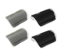 Lot de 4 grattoirs d'angle en plastique pour chat avec herbe à chat, brosse murale d'auto-toilettage de 8, 1 x 5, 1 x 12, 4 cm pour chaton à fourrure longue et courte