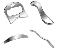 Lot de 4 grattoirs en acier inoxydable Gua Sha pour thérapie physique IASTM, arqué, en forme de S, carré et en forme de M pour soulager les tissus du corps et du visage, argent