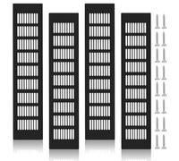 Lot de 4 Grilles D'aération Noires - Grille de Ventilation En aluminium - 80 x 400 mm - Avec vis - Pour la Ventilation des Armoires et des Chambres à Coucher
