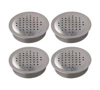 Lot de 4 grilles d'aération rondes décoratives en acier inoxydable pour armoire et tiroir avec trous de 2,5 mm, résistantes à la rouille, faciles à installer (70 mm)