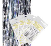 Lot de 4 guirlandes argentées scintillantes, 1 x 2 m, élégantes guirlandes et serpentins, guirlandes de cheveux d'ange, rideaux de porte festifs pour une présentation spectaculaire