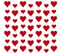 Lot de 4 guirlandes de cœurs en papier à suspendre pour Saint-Valentin, anniversaire, fête prénuptiale, mariage, fiançailles, anniversaire de mariage (rouge)