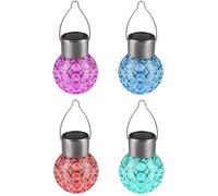 Lot De 4 Guirlandes Solaires Suspendues D'Extérieur, Boules Décoratives Étanches Avec Poignée, Multicolores, Idéales Pour L