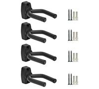 Lot de 4 Guitare Cintre Crochet support mural pour écran support de guitare acoustique Ukulélé basse Mandoline Banjo Supports muraux cintres Noir (4)