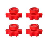 Lot de 4 haltères longs Spin-Lock - Écrous hexagonaux pour barres d'haltères, poignées d'haltérophilie - Accessoires pour entraînement, sport, entraînement, gym, rouge