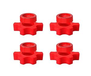 Lot de 4 haltères longs Spin-Lock - Écrous hexagonaux pour barres d'haltères, poignées d'haltérophilie - Accessoires pour entraînement, sport, entraînement, gym, rouge