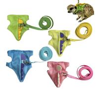 Lot de 4 harnais et laisses pour furet - Forme de dinosaure souple avec clochette de sécurité - Accessoires de promenade en plein air | Pour petits animaux de compagnie, y compris furets, cochons
