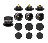 Lot de 4 haut-parleurs en aluminium - Pieds - Réglable en hauteur avec rondelle - Absorbeur de chocs - Pour haut-parleurs, appareils Hi-Fi, caisson de basses et CD DAC - Noir