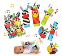 Lot de 4 hochets de poignet pour bébé - Jouets de développement pour bébés - Cadeaux pour nouveau-né - Filles garçons et filles de 0 à 9 mois