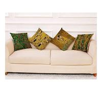 Lot de 4 Housse Coussin Canapé Decoration Housses de Coussin avec Fermeture éclair Invisible Housse de Coussin pour Chambre,Canapé,Lit,Jardin,Voiture Décoration Taie d'oreiller Célèbre Klimt 35x35cm