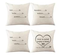 Lot de 4 Housse Coussin, Housse de Coussin 45X45 Home Sweet Home Amour Mot Lettrage Taie d'oreiller Lin pour Canapé Maison Voiture D'Intérieur