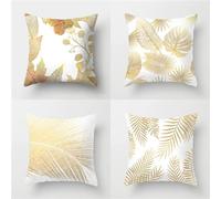 Lot de 4 Housse de Coussin 30x30cm Feuilles jaune clair Housse Coussin Decoration Chambre,Carré Double Face Doux Coussin Canape Decoration,pour Canapé Salon Chambre Extérieur Coussin Oreiller ZW1-184
