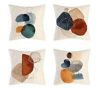 Lot de 4 Housse de Coussin 35x35cm Pierre abstraite Moderne Taies d'oreiller lin Décoratif Canapé Coussin. pour Chaise, Lit, Jardin Coussin Aesthetic Chambre Coussin Canape Decoration Cadeaux 35x35cm