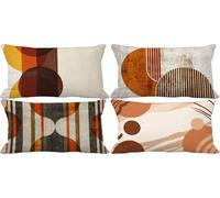 Lot de 4 Housse de Coussin 40 x 70 Orange brûlée Housse Coussin Exterieur Doux Europe du Nord Motif Taie d'oreiller avec Fermeture Eclair Invisible pour Terrasse Jardin Canape Decoration Maison z36-5A