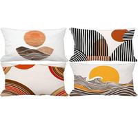 Lot de 4 Housse de Coussin 40 x 70 Orange brûlée Housse Coussin Exterieur Doux Europe du Nord Motif Taie d'oreiller avec Fermeture Eclair Invisible pour Terrasse Jardin Canape Decoration Maison m27-5Z