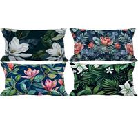 Lot de 4 Housse de Coussin 40 x 70 Vert Housse Coussin Exterieur Doux Europe du Nord Motif Taie d'oreiller avec Fermeture Eclair Invisible pour Terrasse Jardin Banc Canape Decoration Maison t33-5W
