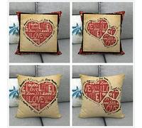 Lot de 4 Housse de Coussin 40x40 cm Coeur d'Amour Housse Coussin Canapé Double Face Housse Coussin en Lin Taie d'oreiller Housses de Coussin pour Decoration Chambre, Canape, Chaise, Salon, Bureau C16