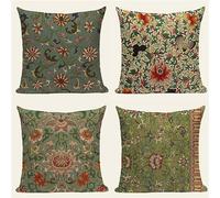 Lot de 4 Housse de Coussin 40x40 cm Vert Vintage Housse Coussin Canapé Double Face Housse Coussin Super Doux Taie d'oreiller Housses de Coussin pour Decoration Chambre, Canape, Chaise, Lit, Salon,A238