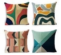 Lot de 4 Housse de Coussin 45x45 cm Patchwork Coloré Housse Coussin Canapé Double Face Housse Coussin Super Doux Taie d'oreiller Housses de Coussin pour Decoration Chambre, Canape, Chaise, Salon, A129