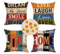 Lot de 4 Housse de Coussin 65x65cm Matériel de Lin Coussin Exterieur Impermeable,Canapé Taie d'oreiller,Coussin Canape pour Chaise,Lit,Jardin Coussin Aesthetic pour Chambre Graffitis de Couleur